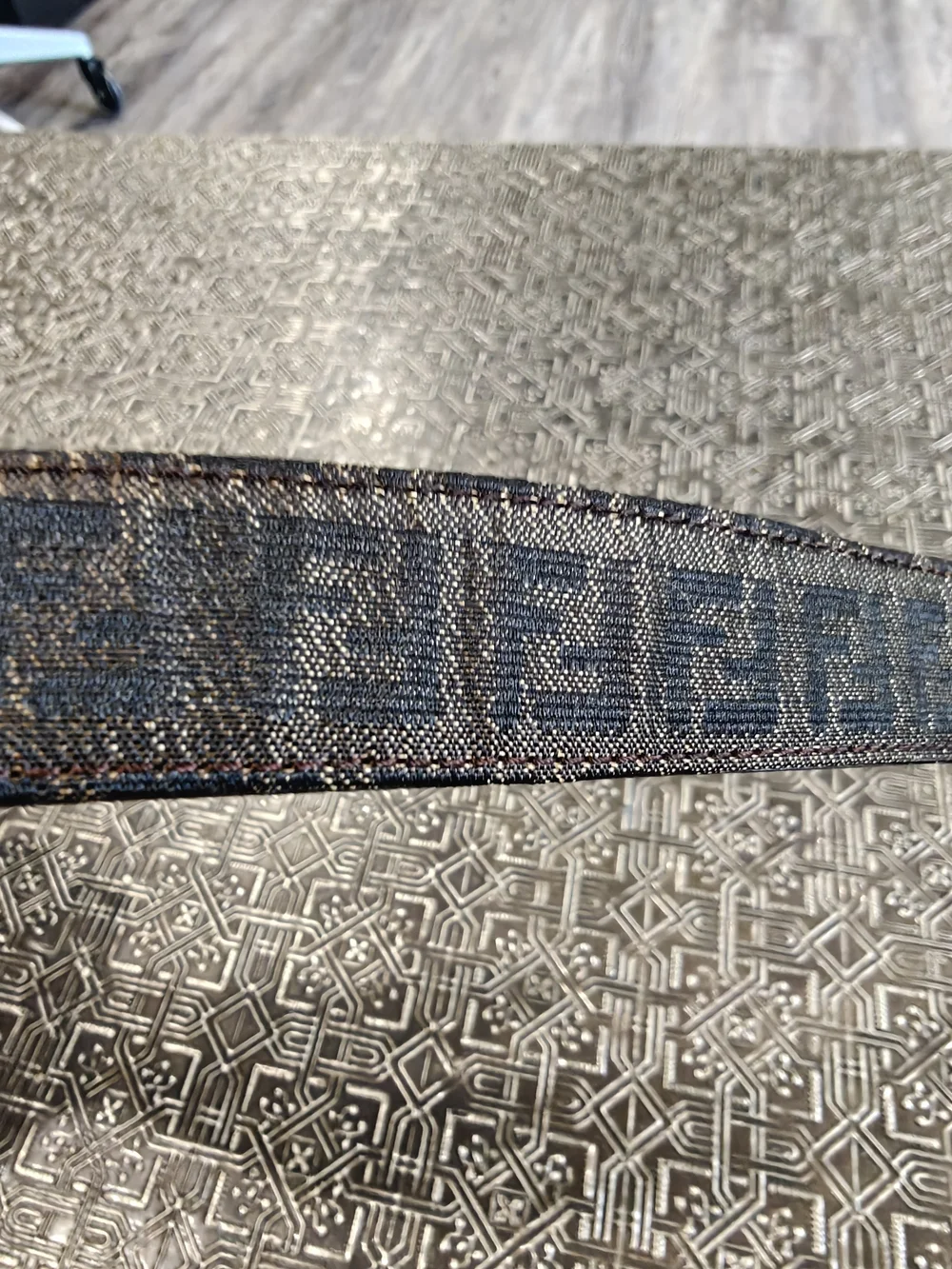 🐢 Fendi Silver and Black Logo Plate Belt Buckle Vintage